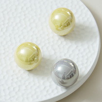 新款法式珍珠拉手极简奶油风衣柜门柜子家具抽屉圆形高端银色把手
