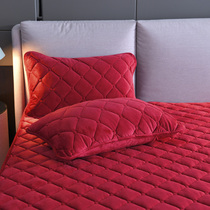 水晶绒夹棉枕套一对珊瑚绒加厚绗缝冬季保暖网红枕头套48*74cm