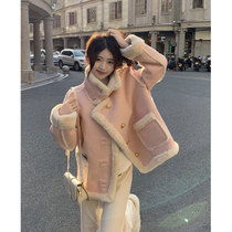 2-300斤大码女装韩系羊羔毛外套胖mm冬季新款设计感加绒加厚棉衣