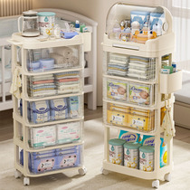 婴儿用品置物架子卧室客厅移动小推车分层宝宝喂养零食奶瓶储物柜