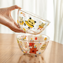 摩登主妇原创水果沙拉碗透明玻璃碗卡通可爱家用高颜值酸奶甜品碗