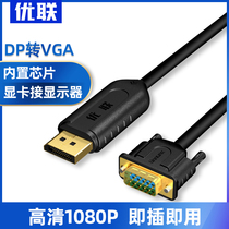 DP转VGA转换线显卡转接口显示器投影仪转换器高清1080p dp转vga线