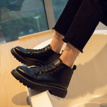 冬季新款马丁靴男百搭韩版潮流黑色皮鞋男学生英伦风厚底防水短靴