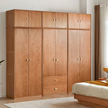 全实木衣柜北美樱桃木家用组合储物柜子现代简约卧室大衣橱储物柜