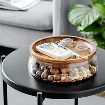 日式玻璃干果盘创意客厅茶几瓜子糖果盒家用零食摆放盘坚果收纳盒