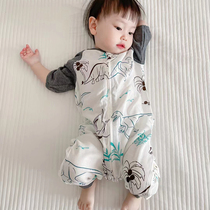 宝宝竹棉睡袋夏季薄款婴儿分腿睡衣半袖防踢被家居服连体衣空调服