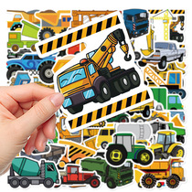 90张卡通交通工具贴纸工程车汽车儿童贴贴纸益智玩具贴画专注力