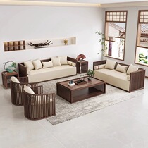 新中式实木沙发组合禅意中国风现代简约酒店会所民宿工程客厅家具