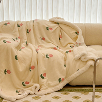 ins奶油郁金香羊羔绒毛毯牛奶绒秋冬盖毯保暖沙发装饰午睡小毯子