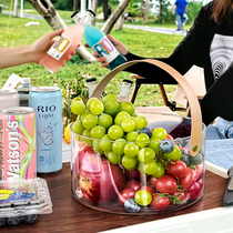 野餐篮春游户外透明水果冰桶野炊购物用品工具网红买菜篮子手提