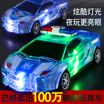 警车玩具蓝色电动发光夜市小汽车塑料儿童玩具车惯性赛车跑车男孩
