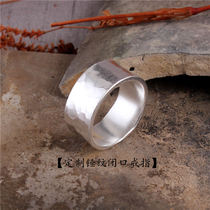 定制闭口尺寸 锤纹纯银戒指S999男女情侣对戒足银食指环尾戒小指