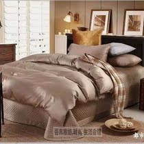 60S贡缎长绒棉四件套纯色床盖高档 纯棉素色欧式双人高端床上用品
