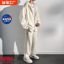 NASA联名日系开衫卫衣套装男春季一整套连帽运动服潮牌宽松情侣装