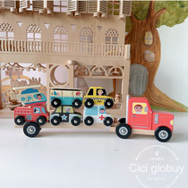 法国Vilac运输车堆叠男孩儿童玩具车双层滑行火车消防车男孩礼物