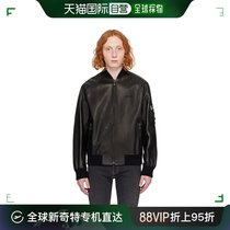 香港直邮潮奢 Versace 范思哲 男士 黑色皮革飞行员夹克 1013867