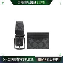 香港直邮COACH 奥莱款男士PVC配皮腰带礼盒