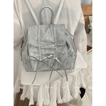 褶皱蝴蝶结双肩包包女式2024新款潮时尚甜美背包大容量手提旅行包