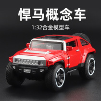 军事玩具悍马警车合金汽车模型越野回力声光儿童玩具车金属红色