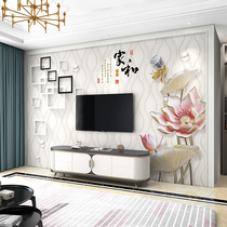 3d立体家和花朵电视背景墙壁纸现代简约客厅沙发大气影视墙纸壁画