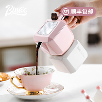 Bincoo四方粉色双阀摩卡壶家用小型浓缩煮咖啡壶意式咖啡机套装