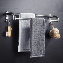 毛巾架304不锈钢60cm浴室置物架免打孔挂架毛巾杆双杆卫生间挂杆
