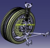 电动汽车轿车轮辋麦弗逊悬架悬挂总成制动盘减震器3D三维几何模型