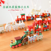 圣诞节蛋糕装饰摆件圣诞木质小火车摆件圣诞老人麋鹿雪人装饰摆件