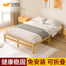 竹床折叠午休床家用成人简易实木双人床出租屋1.5米临时午睡小床