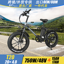 新款T20山地肥胎电动车自行车20寸锂电铝合金代步越野变速助力车