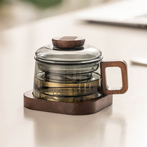 茶水分离茶杯家用玻璃杯迷你墩墩杯办公室花茶杯恒温加热咖啡杯子