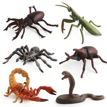 实心仿真小昆虫动物模型蝎子独角仙毒蛇模型摆件儿童玩具摆件科教