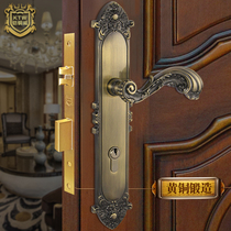 铠铜威入户门锁h全铜实木门锁子母门室内内卧室房门锁欧式纯铜锁