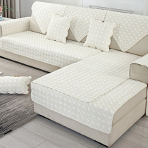 全棉纯色沙发垫四季通用北欧简约现代防J滑坐垫沙发套罩靠背扶手