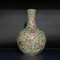 景德镇手工陶瓷博物馆高仿摆件 粉彩万花天球瓶 精品家居摆件装饰