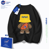 NASA男童长袖t恤春秋薄款 2024年新款潮牌男孩背包小熊儿童打底衫