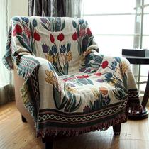 复古美式盖布巾沙发毯高级感毛毯沙发巾床毯休闲盖毯毯子客厅地毯