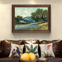 欧式客厅沙发背景墙装饰画美式风景油画餐厅山水田园花卉挂画壁画