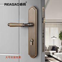 睿高全铜门锁室内家用卧室静音欧式大门木门锁具通用型美式房门锁
