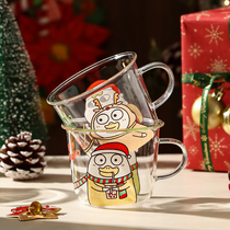 川岛屋&小刘鸭 圣诞礼物玻璃杯刻度杯家用儿童可微波炉加热牛奶杯