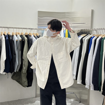 韩国男装代购直播MODEN百货级轻薄水洗设计师OS连帽防晒衬衫外套