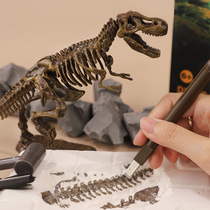 儿童恐龙化石霸王龙暴三角剑龙骨架DIY拼装模型男孩考古挖掘玩具