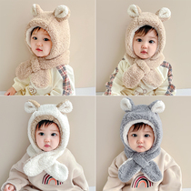 宝宝帽子围巾一体秋冬季婴儿帽男童女童儿童护耳帽婴幼儿围脖加厚