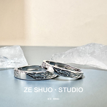 ZESHUO冰川 小众设计情侣对戒999纯银戒指一对开口可调节刻字定制