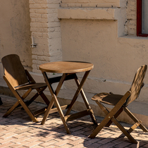 简易复古可折叠桌椅子多层实木板圆桌方桌折叠椅小户型小型饭桌子