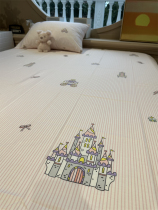 梦幻童话城堡可爱粉色纯棉床笠床单单件1.35m保护套全棉宿舍床罩