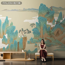 帕力美新中式山水壁纸电视背景墙简约墙布古典客厅茶室办公室壁画