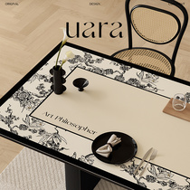 UARA旧枝庄园复古高级感新中式防水防油免洗防烫隔热皮革餐桌垫布