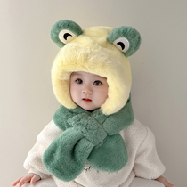 儿童帽子围巾一体护脖帽秋冬婴儿可爱保暖男童女童冬季宝宝护耳帽