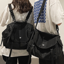 双肩包斜挎包女大学生上课包书包男ins运动风电脑背包两用单肩包